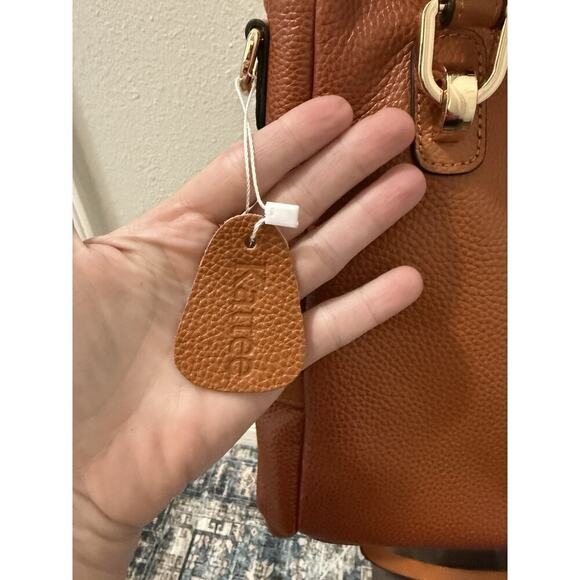 NEW Kattee Genuine Pebbled Leather Satchel Tote Shoulder Bag Purse (Brown) - Picture 3 of 11